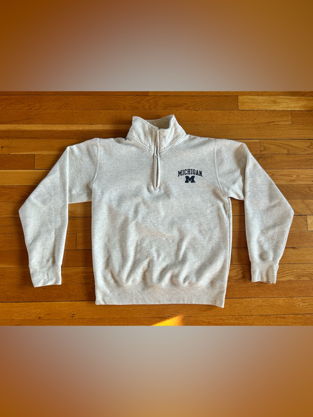 Champion Light Gray Michigan Quarter-Zip Sweatshirt